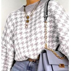 Classic Houndstooth Print Sweater
